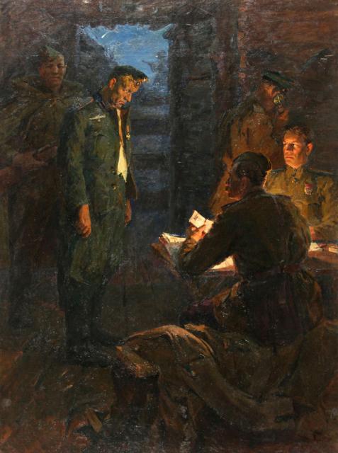 Мальцев М.В. Допрос в землянке. 1948 Мальцев М.В. Допрос в землянке. 1948